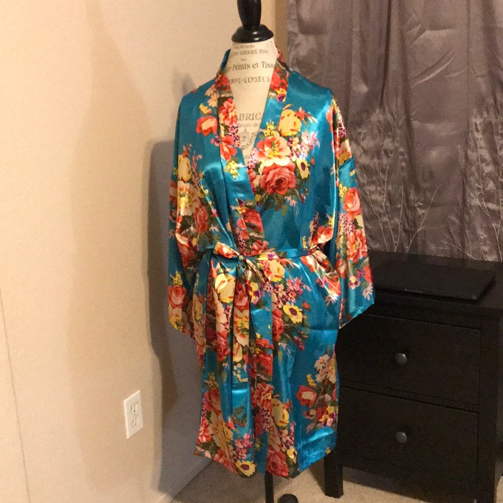 Silk floral robe